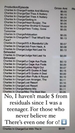 Josie Davis Instagram - Residuals from Charles In Charge 😂About 5 of them are for $0!
😳
Those are the kind of deals people did back, then, especially if you were a kid and it was a syndicated show. 
(This is for all the people that insist I’ve lived off my residuals my whole life)
 😆
Nope. I’ve been working ever since then. That’s how! 😊🙏🏻