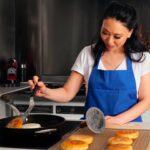 Judy Joo Instagram – Sharing my love in the @nytimes for the warm, gooey delight of Hotteok— a classic Korean street food snack, a flat donut stuffed sweet (or savory) fillings!  I really engineered this dough (I’m a pastry chef!), and it is so easy to work with.  The combination is various flours gives you that chewiness but crispy lightness that you want in Hotteok. 

From nostalgic street food to contemporary culinary innovations, the journey of this Korean pancake is as rich as its filling! Check out the full story at www.nytimes.com. Thanks for the love, NYT! 🥞🇰🇷 #Hotteok #NYTimes #Feature
•
•
•
•
•
#dessert #cinnamon #sugar #doughnuts #chef #korean #donuts #cheflife #korea #chefsofinstagram #cook #cooking #chefs #chefstalk #gastroart #chefslife #cuisine #foodart #instachef #donut