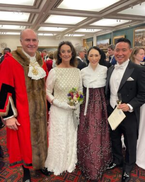 Judy Joo Instagram - Very honored to attend the Korean President’s state dinner. My cousin, Eugene, as my date! 🥰 
.
.
#korea #korean #statedinner