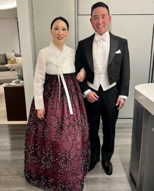 Judy Joo Instagram - Very honored to attend the Korean President’s state dinner. My cousin, Eugene, as my date! 🥰 
.
.
#korea #korean #statedinner