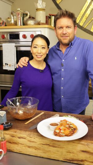 Judy Joo Instagram - Wow!  What a busy week! And, now this morning check out my kimchi pancakes recipe on James Martin’s Saturday Morning show. Was so fun hanging with @jossstone @carolvorders @chefronniem @jamesmartinchef and feeding them!  Such a great group with delish food and laughs!  It was National Kimchi Day this week and this savory kimchi pancake recipe is perfect to celebrate Korea’s fave dish. 
. 
.
@itv @itvxofficial @saturdayjamesmartin #jamesmartin #korea #korean #koreanfoodrecipes #koreanfoodstreet #koreanstreetfood #cooking #chefs #chefsofinstagram #kimchi #kimchipancake