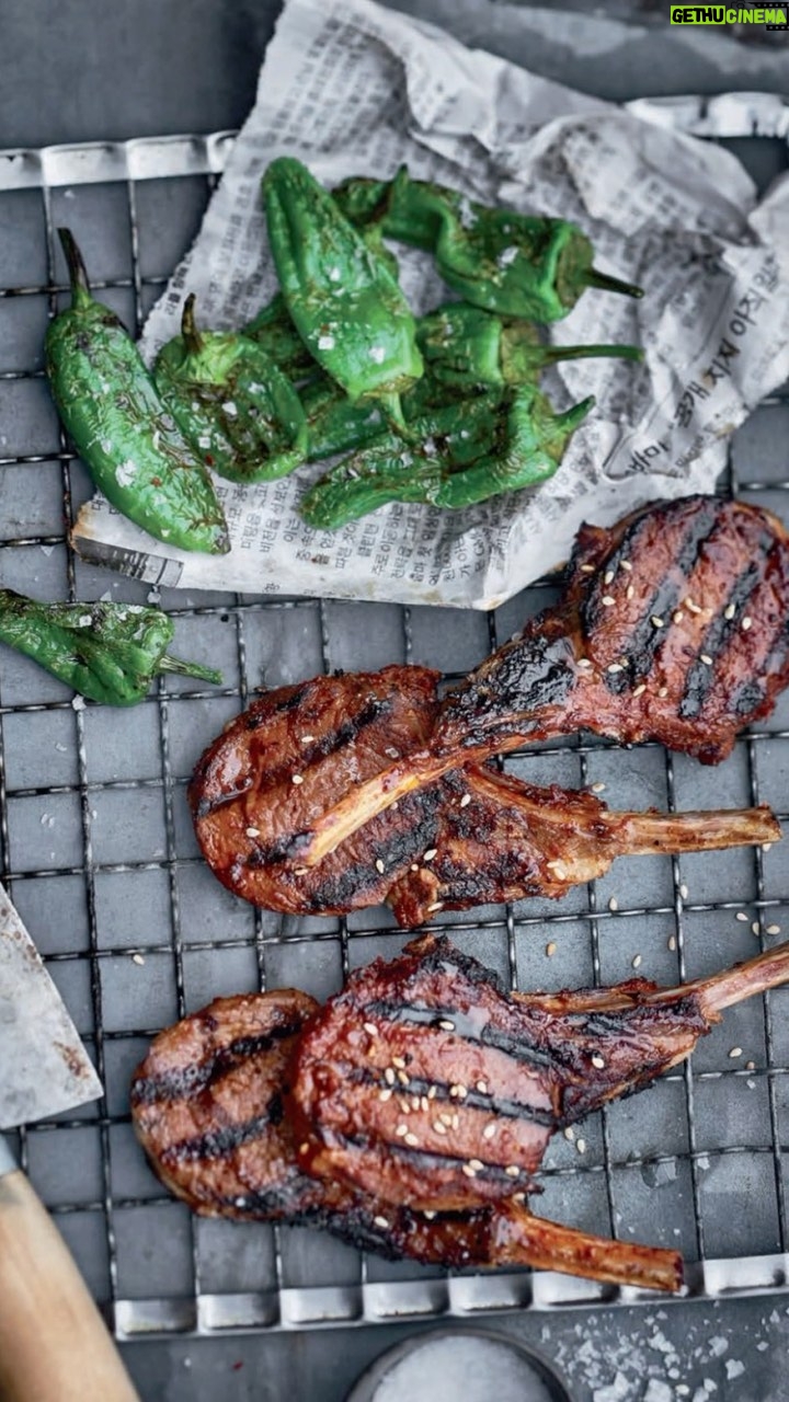 Judy Joo Instagram - Sweet-and-Spicy BBQ Lamb Chops! 🍖🌶️ These lamb chops are marinated in a blend of sake, gochujang, doenjang, mirin, and other savory umami packed ingredients. The result is a marinade full of complex rich flavors and aromatics. Let the lamb marinate for at least 4 hours – or better, overnight. Lamb is not a popular meat in Korea, but its gaminess goes really well with Korea’s strong flavors. Serve this dish up with some padron peppers and dinner is complete! For the full recipe and step-by-step guide, hit the link in my bio or go to Judyjoo.com 🍴 • • • • #chef #cheflife #koreanfood #bbqlambchops #grilling #instafood #foodie #recipeoftheday #lamb #sweetandspicy #yum #delicious #homemade #foodlover #foodpassion #gochujang #doenjang #foodculture #koreanbbq #korea #korean #koreanfoodmadesimple #judyjoo #chefsofinstagram