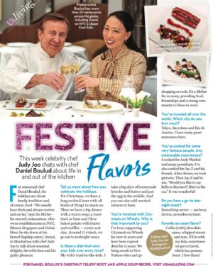 Judy Joo Instagram - Thank you so much @danielboulud for sharing your holiday traditions with me and @usweekly!  I loved hearing about your kids love for Toad in the Hole and your fave ice cream topping. 
.
I hope everyone has had a gorgeous holiday season full of love and laughter. And, I wish everyone a very happy new year!  Xx
.
#newyear #chefslife #danielboulud #chefsofinstagram #chefs #chefstalk
thank you @toryburch for my outfit!  Xx