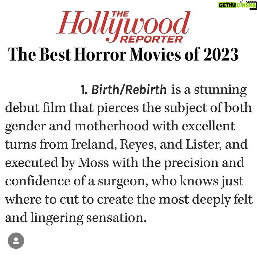 Judy Reyes Instagram - The Hollywood Reporter has named birth/rebirth the #1 indie horror film of 2023. #hollywoodreporter #indiefilm #shudder #retrospecters @mxlauramoss @marinireland @ajandsg2