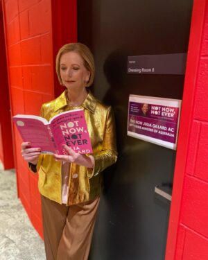 Julia Gillard Instagram - Just catching up on a bit of reading before the show. 

Not Now, Not Ever is out today in all good book stores.
