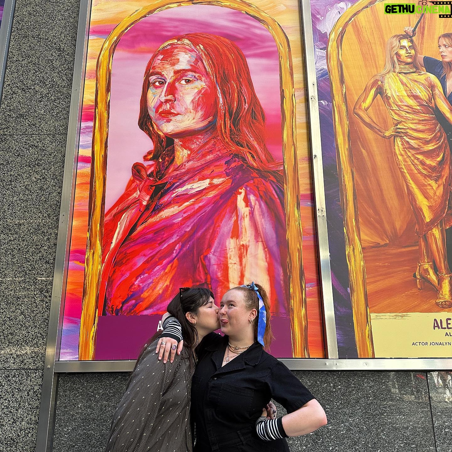 Julia Lester Instagram - visited my face on 5th ave🤡🌈 thank you again to @alexameadeart for the coolest mem, and to @rubyjune for the pics and laughs🩷