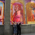 Julia Lester Instagram - visited my face on 5th ave🤡🌈 thank you again to @alexameadeart for the coolest mem, and to @rubyjune for the pics and laughs🩷