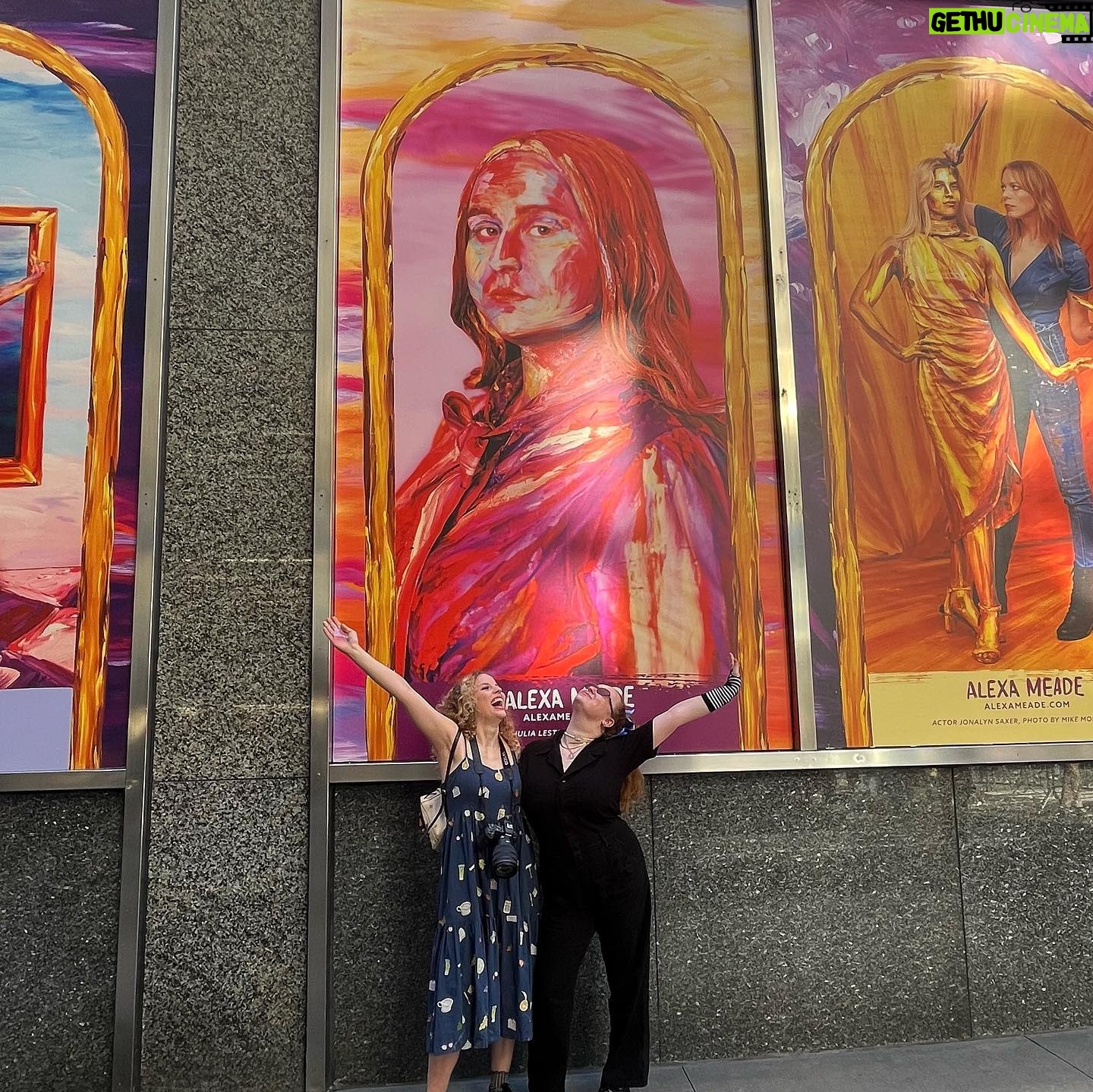 Julia Lester Instagram - visited my face on 5th ave🤡🌈 thank you again to @alexameadeart for the coolest mem, and to @rubyjune for the pics and laughs🩷