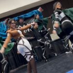 Julia Maggio Instagram - AOT is over, but we are still doing the Hange dance with @kay_lamallari @juliastunts & @thecorpsdancecrew #attackontitan #aot #shingekinokyojin #snk #anime #manga #cosplay #dance
