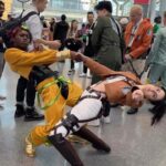 Julia Maggio Instagram - Shake my hand in character at @animenyc ! 📸: @lloydsfault Hange: @juliastunts Shanks: @imkingchristian Dio: @zakh.prime Buggy: @giagerardi Jolteon: @the_kantolorians #anime #manga #cosplay #comiccon #attackontitan #shingekinokyojin #aot #hangezoe #onepiece #pokemon #mandalorian #shanks #buggy #pikachu