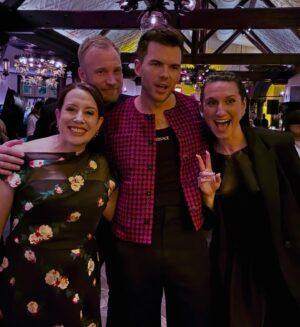 Julia Quinn Instagram - I get my photo taken with Luke and his mum every premiere… Sometimes we get photobombed.