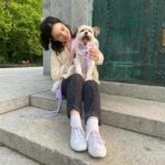 Julia Rehwald Instagram – 10 months later & im excited to finally introduce my little Biko !!! thank you @heartsandbonesrescue for rescuing him and bringing us together & thank you to @wildone for making sure he always stays so handsome and stylish 💅
