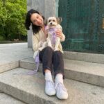 Julia Rehwald Instagram – 10 months later & im excited to finally introduce my little Biko !!! thank you @heartsandbonesrescue for rescuing him and bringing us together & thank you to @wildone for making sure he always stays so handsome and stylish 💅