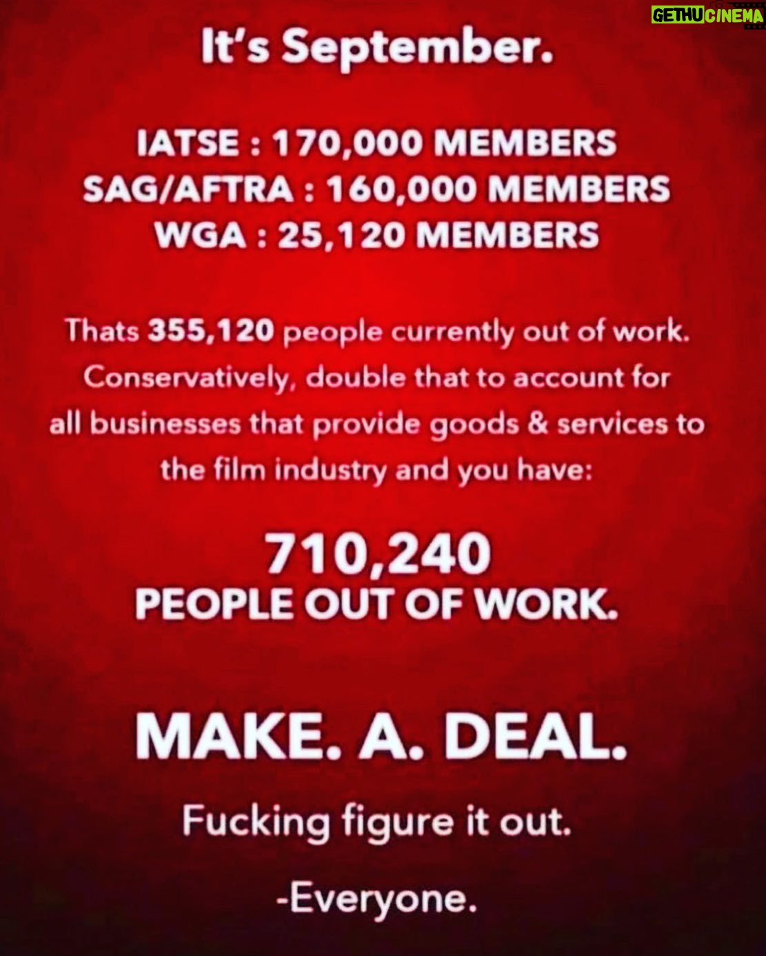 Julia Stiles Instagram - I’m not saying SAG should cave, but two things can be true What we are asking for is very reasonable AND also people need to get back to work. The studios don’t seem to give a shiite, so now what? Summer’s over.