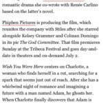 Julia Stiles Instagram – So excited to share, bringing this beautiful book to life. @reneecarlino1 @phiphenpictures We need more romance in this world, more love, more connection. Hope to make you all smile, make you laugh, and make you cry that good cry. 🎥🎞