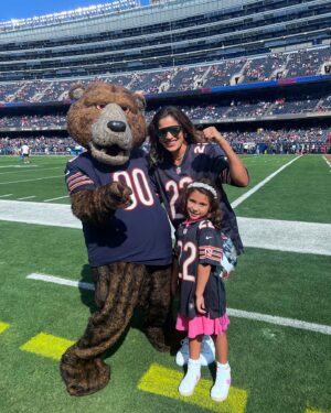 Julianna Peña Instagram - Massive shoutout to @realbenschmitz @chrisprovino @nfl @chicagobears and  @chad_bronstein @selbron11 for my #ootd #ootdfashion hosting me and my best bestie gur !! Our first #bearsgame ever! We will never forget! #memories #mommylife #mommysworld🌎 #nfl #football #chicagobears #dabears #gobears #chicago #chicagoland #soldierfield #justinfields #whatthefudge #sundayfunday #photodump #vip #vips #vipservice #vipstatus #onfield #gucci 🏈🏈🏈🏈🐻🐻🐻🐻🐻 #peñapower #custom #mmgirl #beardown