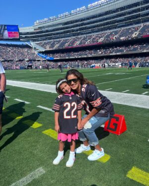 Julianna Peña Instagram - Massive shoutout to @realbenschmitz @chrisprovino @nfl @chicagobears and  @chad_bronstein @selbron11 for my #ootd #ootdfashion hosting me and my best bestie gur !! Our first #bearsgame ever! We will never forget! #memories #mommylife #mommysworld🌎 #nfl #football #chicagobears #dabears #gobears #chicago #chicagoland #soldierfield #justinfields #whatthefudge #sundayfunday #photodump #vip #vips #vipservice #vipstatus #onfield #gucci 🏈🏈🏈🏈🐻🐻🐻🐻🐻 #peñapower #custom #mmgirl #beardown