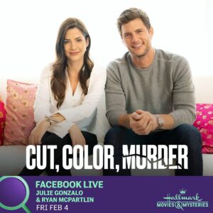 Julie Gonzalo Instagram - Cut, Color, Murder – Facebook Live 
Date: Friday, 2/4
Time: 1pm ET (or 10am PT) 
Where: @hallmarkmovie ; Hallmark Movies & Mysteries Facebook: https://www.facebook.com/hallmarkmoviesandmysteries & Twitter:  https://twitter.com/hallmarkmovie
Hashtags: #CutColorMurder #Sleuthers