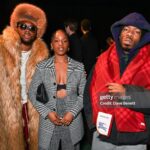 Julie Adenuga Instagram - Me, Brother Gabriel & an Igbo King Burberry Winter 2024 #Burberry