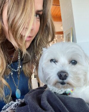 Julie Benz Instagram - When you have 4 dogs…. EVERYDAY IS #NATIONALDOGDAY 😱🤣 which proves that my house is run by the dogs 🐻 🐻 🐶 🐶 I’m just here to feed and scoop the poop 💩 photo #2 is typical of me and ozzy 🤪 #mylifeisrunbydogs #mypack #bouviersofinstagram #havaneseofinstagram #morkiesofinstagram