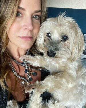 Julie Benz Instagram - When you have 4 dogs…. EVERYDAY IS #NATIONALDOGDAY 😱🤣 which proves that my house is run by the dogs 🐻 🐻 🐶 🐶 I’m just here to feed and scoop the poop 💩 photo #2 is typical of me and ozzy 🤪 #mylifeisrunbydogs #mypack #bouviersofinstagram #havaneseofinstagram #morkiesofinstagram