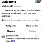 Julie Benz Instagram – I’m in a lavender thread haze 💜🧵