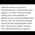 Juliette Binoche Instagram – I can only share this retrospective with the 10 directors and many actors and technicians I have been working with. Thank you to the Quad Cinema for making it happen. In New-York city !!! I can’t believe it !!! 🎉🔥💖🌈
I love acting since the start and can’t stop loving it. In acting, present becomes eternal, not because of cinema but because of the power of creation.  I worked a lot but life took care of me too. Blessings. ✨