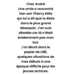 Juliette Binoche Instagram – Message à André Téchiné après la parution de mon témoignage dans le journal Libération.
POUR RÉPONDRE AU MESSAGE SUR TWITTER D’UN JOURNALISTE DE LIBÉRATION :
J’ai n’ai jamais crié censure en ce qui concerne le témoignage qui est paru sur le journal Libération. J’ai dit (voir ci-dessus) : « Il y a une partie de l’interview de LIBÉ qui n’a pas été publiée où je parlais de tout ça ». Le passage concernant André Téchiné n’a pas été gardé dans la version finale, ce que j’ai regretté en sachant la tristesse dans laquelle André se trouvait suite à la lecture de cette publication. Je n’accuse personne. Il y a eu de nombreuses versions de cet article, car chaque mot que j’ai écrit devait être tout à fait juste (les conséquences pouvant être graves) et j’ai dû parfois rectifier les mots et les pensées qui n’étaient pas les miennes que la journaliste proposaient. Les versions se sont multipliées en fonction du nombre de questions qui se rajoutaient et de ma pensée qui se clarifiait. 
À la publication, j’ai évidemment regretté certains changements faits sans me prévenir et plus particulièrement la fin de l’entretien. Je ne l’ai pas caché ni à la direction ni à la journaliste. 
Si Anne Diatkine ne m’avait pas invitée à parler de cette période difficile, je n’aurais pas parlé. C’est tout à fait grâce à elle et à Didier Perron que ce témoignage a été réalisé.