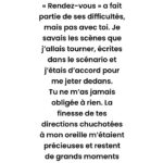 Juliette Binoche Instagram – Message à André Téchiné après la parution de mon témoignage dans le journal Libération.
POUR RÉPONDRE AU MESSAGE SUR TWITTER D’UN JOURNALISTE DE LIBÉRATION :
J’ai n’ai jamais crié censure en ce qui concerne le témoignage qui est paru sur le journal Libération. J’ai dit (voir ci-dessus) : « Il y a une partie de l’interview de LIBÉ qui n’a pas été publiée où je parlais de tout ça ». Le passage concernant André Téchiné n’a pas été gardé dans la version finale, ce que j’ai regretté en sachant la tristesse dans laquelle André se trouvait suite à la lecture de cette publication. Je n’accuse personne. Il y a eu de nombreuses versions de cet article, car chaque mot que j’ai écrit devait être tout à fait juste (les conséquences pouvant être graves) et j’ai dû parfois rectifier les mots et les pensées qui n’étaient pas les miennes que la journaliste proposaient. Les versions se sont multipliées en fonction du nombre de questions qui se rajoutaient et de ma pensée qui se clarifiait. 
À la publication, j’ai évidemment regretté certains changements faits sans me prévenir et plus particulièrement la fin de l’entretien. Je ne l’ai pas caché ni à la direction ni à la journaliste. 
Si Anne Diatkine ne m’avait pas invitée à parler de cette période difficile, je n’aurais pas parlé. C’est tout à fait grâce à elle et à Didier Perron que ce témoignage a été réalisé.