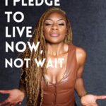 Jully Black Instagram - Today for Mantra Monday, our line is: “I pledge to live now, not wait.” We’re just over halfway through learning this powerful mantra. Let’s check in, friends! How is everyone doing with it? Are you repeating it daily? When do you say it? Where do you say it? Let’s hear from you! 📖Sis Don’t Settle Author: @judgefaithjenkins #100StrongAndSexyC18 #SisDontSettle #Mantra #MantraMonday #LiveNow #PositiveVibes