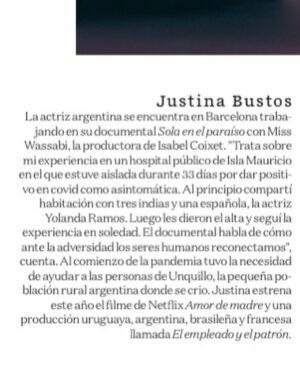 Justina Bustos Instagram - Revista: @s_moda @el_pais 
Fotografía: @javier_biosca
Estilismo: @nataliabengoechea
Maquillaje: @tragacetemakeup 
Diseño de Set: @mariaona11