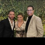 Justina Machado Instagram - My love @robinofjesus receiving the Terrence McNally Award from the brilliant @stevencanals at the #outfestawards. I feel so much pride standing between my 2 Boricua brothers. They are phenomenal artist and men. I just adore them 🇵🇷🇵🇷 Oh!!! If you haven’t seen #Ticktickboom on Netflix please do now!!! Robin is flawless in the movie. Happy Tuesday mi Gente ♥️♥️