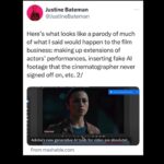 Justine Bateman Instagram – Some #AI “news,” via @toastycakes.