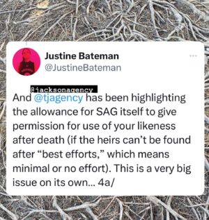 Justine Bateman Instagram - More issues to look at in the #SAG tentative #AI agreement