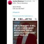 Justine Bateman Instagram - You are being threatened. Fuck these #AI guys. They want your job, your identity, your agency, your free will, your money. Treat them like the scummy, soul-sucking thieves that they are. They are a joke.
