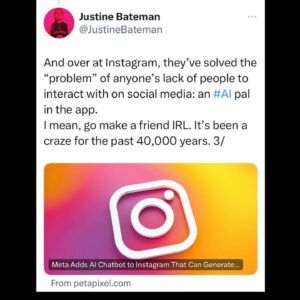 Justine Bateman Instagram - Some #AI “news,” via @toastycakes.