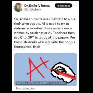 Justine Bateman Instagram - Schools, teachers, you are fucking up. 
Big time. 
F.
#AI #AIisTrash