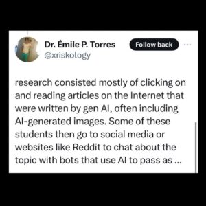 Justine Bateman Instagram - Schools, teachers, you are fucking up. 
Big time. 
F.
#AI #AIisTrash