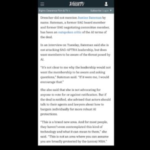 Justine Bateman Instagram - @Variety #AI #SAG