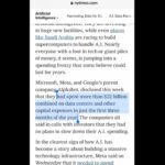 Justine Bateman Instagram – Microsoft, Meta, and Google spent over $32B from Jan-Mar 2024 alone, retrofitting systems for #AI. 
If you use any of their tech, you will not be able to get around having to use AI. 
It will be interesting (read: devastating) to see what happens with that kind of continued money diversion.