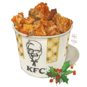 Kailene Falls Instagram - Japanese Christmas Collection
日本のクリスマスコレクション
🍗🍰🍗🍰🍗🍰🍗🍰🍗🍰🍗

Merry Christmas from Tokyo! While celebrating Christmas is relatively recent in Japan, somehow Japan still has it’s own customs… eating strawberry cake and fried chicken! Many Japanese people think this is a world-wide tradition, so they are surprised to find that it’s pretty unique to Japan. Which chicken and cake illustration combo would you most like to try?

Slide #
② Karaage   Pasta 
③ Classic Strawberry Shortcake
④ KFC Christmas Bucket
⑤ Strawberry Pistachio Roll Cake
⑥ Famichiki 
⑦ Strawberry Short Cake
⑧ Strawberry Christmas Cake
⑨ Strawberry Cake Tart
⑩ Karaage with Mayo

東京からメアリークリスマス！日本で祝いするのが割と最近なので、日本ならでのクリスマス文化ありますね… チキンとケーキ！西洋文化と思う日本人が多いかもしれないけど、実は日本の文化です！例えばアメリカでは七面鳥やハムと、クリスマスクッキーが基本です！ヨーロッパもクッキーやシュトーレン…とにかく日本と違います！このイラストの中で、チキンとケーキの組み合わせをどれ食べてみたいですか？