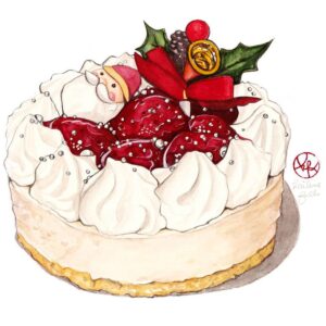 Kailene Falls Instagram - Japanese Christmas Collection
日本のクリスマスコレクション
🍗🍰🍗🍰🍗🍰🍗🍰🍗🍰🍗

Merry Christmas from Tokyo! While celebrating Christmas is relatively recent in Japan, somehow Japan still has it’s own customs… eating strawberry cake and fried chicken! Many Japanese people think this is a world-wide tradition, so they are surprised to find that it’s pretty unique to Japan. Which chicken and cake illustration combo would you most like to try?

Slide #
② Karaage   Pasta 
③ Classic Strawberry Shortcake
④ KFC Christmas Bucket
⑤ Strawberry Pistachio Roll Cake
⑥ Famichiki 
⑦ Strawberry Short Cake
⑧ Strawberry Christmas Cake
⑨ Strawberry Cake Tart
⑩ Karaage with Mayo

東京からメアリークリスマス！日本で祝いするのが割と最近なので、日本ならでのクリスマス文化ありますね… チキンとケーキ！西洋文化と思う日本人が多いかもしれないけど、実は日本の文化です！例えばアメリカでは七面鳥やハムと、クリスマスクッキーが基本です！ヨーロッパもクッキーやシュトーレン…とにかく日本と違います！このイラストの中で、チキンとケーキの組み合わせをどれ食べてみたいですか？