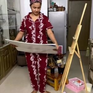 Kannika Snekan Instagram - New one painting 🖼 @kannikasnekan 🤞🏻🌿🌸

Superb nightwear : @relaxing_fabrics 👗

@ikamalhaasan 
#snekan #kannikasnekan #kannikaravi #kannikaravi😍 #painting #paintings #painting🎨 #paintingoftheday #paintingwarhammer #paintingart #paintingart #digitalpainting #oilpainting #acrylicpainting #watercolorpainting #abstractpainting