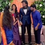 Kannika Snekan Instagram - Darling couples @ashokselvan @keerthipandian wedding reception 🌿💐 Amazing Aari work blouse @hemalochini 👚 Lovely meet #arunpandian sir #Manigandan #aananthraj sir #bhakyaraj sir #poornima bhakyaraj amma #ashokselvan #keerthipandian #love #marrage #peace #life