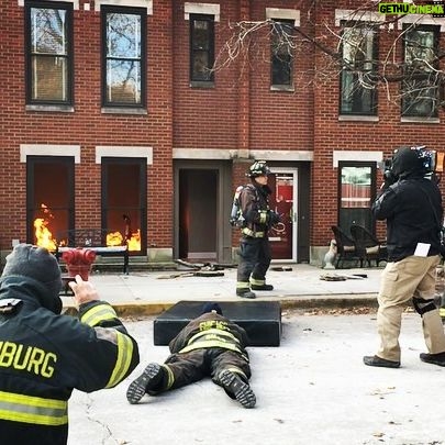 Kara Killmer Instagram - I have the coolest job....standing a safe distance from raging fires. @nbcchicagofire @albertorosende @civilwill @garymalouf