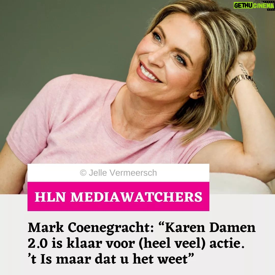 Karen Damen Instagram - Het is haast een Bijbels verhaal: de wonderbare transformatie van Karen Damen van een lui en verwend nest, zoals ze zichzelf vroeger omschreef, naar een buitengewoon ijverige tv- en showbizzmier. Niet vies van een pak opdrachten en een volle agenda. “Na jaren chaos en eigenzinnige aanpak heeft ze eindelijk alles netjes onder controle”, weet HLN Mediawatcher Mark Coenegracht. En dat zal Vlaanderen geweten hebben. Karen Damen 2.0 is klaar voor actie. Heel veel actie. Een nieuwe aflevering van 'HLN Mediawatchers' is elke donderdag vanaf 12 uur te beluisteren via de podcastrubriek van de HLN-app, via de website www.hln.be/podcast en via de link in de bio. 📩 mediawatchers@hln.be #hlnmediawatchers #markcoenegracht #robinvissenaekens #desnalespinoy #hln #bv #tv #podcast #nieuws #karendamen
