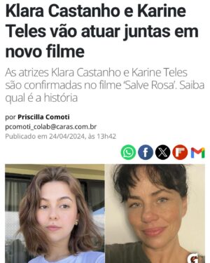Karine Teles Instagram - Tô bem devagar nos posts, mas vim rapidinho dar uma notícia que já está circulando por aí! Agora posso contar! Salve Rosa, filme de Susanna Lira será meu próximo trabalho em cinema ! Animada demais pra me jogar nas filmagens! #aindadeferiasepostando #workbitch #cinemabrasileiro #vivaocinema #maralobão