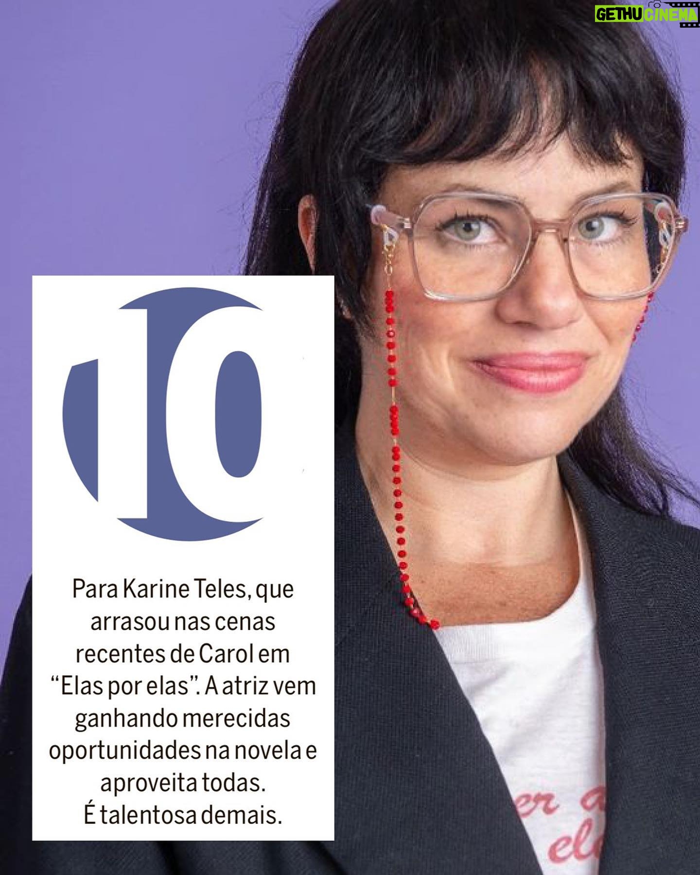 Karine Teles Instagram - É ela em destaque de novo! Depois de conquistar o público, Karine Teles encantou a crítica. A atriz levou um 10 na @colunaplay pela sua performance em Elas por Elas. Em especial, a cena do término de Carol, sua personagem, com Marcos. Ansiosos para os próximos capítulos? Assista a “Elas por Elas” às 18h, de Segunda a Sábado na Globo ou quando quiser no Globoplay.
