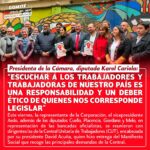 Karol Cariola Instagram - 🔴📢 “Nos parece muy importante poder recoger cada uno de los puntos que aquí se han planteado. Plantearse la importancia de avanzar en una reforma de pensiones, de tener mayor recaudación fiscal a través de una reforma tributaria, que hoy día el Gobierno lo ha planteado como un pacto fiscal”, señaló la representante de la Cámara Baja. 👉🏻 La diputada Cariola aseguró que como mesa pondrán a disposición de todos los parlamentarios y parlamentarias los once puntos del #ManifiestoSocial que responde a las demandas de diferentes organizaciones sociales que abarcan a trabajadores del sector público y privado de los sectores de la salud, transporte, además de representantes de pobladores y pymes. 👉🏻 “Nos parece clave para poder seguir legislando en función no solamente del crecimiento económico, sino que de un crecimiento económico con equidad, que también contemple a los trabajadores y trabajadoras en mejores condiciones. Estamos disponibles para eso, pero siempre y cuando también sea considerando que este crecimiento tiene que ser con equidad y redistribución de la riqueza”, expresó Cariola. 👉🏻 “Hoy el salario mínimo no se corresponde ni se considera un salario que esté a la altura de las necesidades que la vida cotidiana de los chilenos y chilenos tienen. Haber logrado los 500 mil pesos es un avance, pero no es suficiente”, expresó la parlamentaria por el #distrito9. 👉🏻 Asimismo, se refirió a la necesidad de “plantearse un salario vital que no solamente se reduzca a la valorización de la comida, sino que a otros criterios que tienen que ver con la vida cotidiana, con la salud, con la educación y con una serie de otras necesidades cotidianas y fundamentales que tienen los chilenos y chilenas, nos parece que es clave para el debate que vamos a enfrentar”.