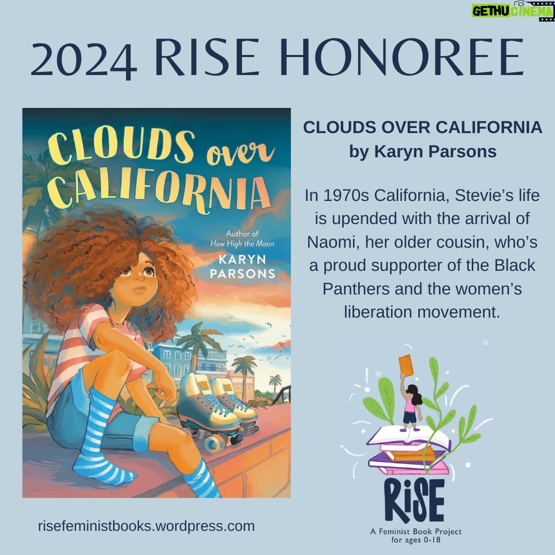 Karyn Parsons Instagram - Honored! 🙏🏽 Thank you, #risefeministbookproject! #cloudsovercalifornia ⛅️🌴🛼🤸🏽♀️ “ it brought complex, nuanced issues to life in a way that is compelling and accessible for middle-grade readers. The worldbuilding and character arcs were so well executed, and even across the decades, young people will find so much in Stevie’s story that will resonate and feel fresh. It’s a book that will help readers connect with older generations of their families and give them valuable context for understanding contemporary events.” ❤️
